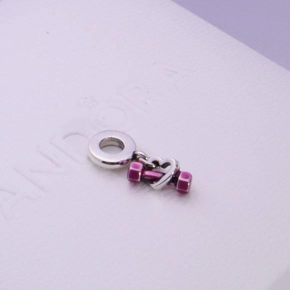 Pandora Dumbbell & Heart Dangle CharmCharms for bracelet, Charms fit on pandora - Picture 4 of 6
